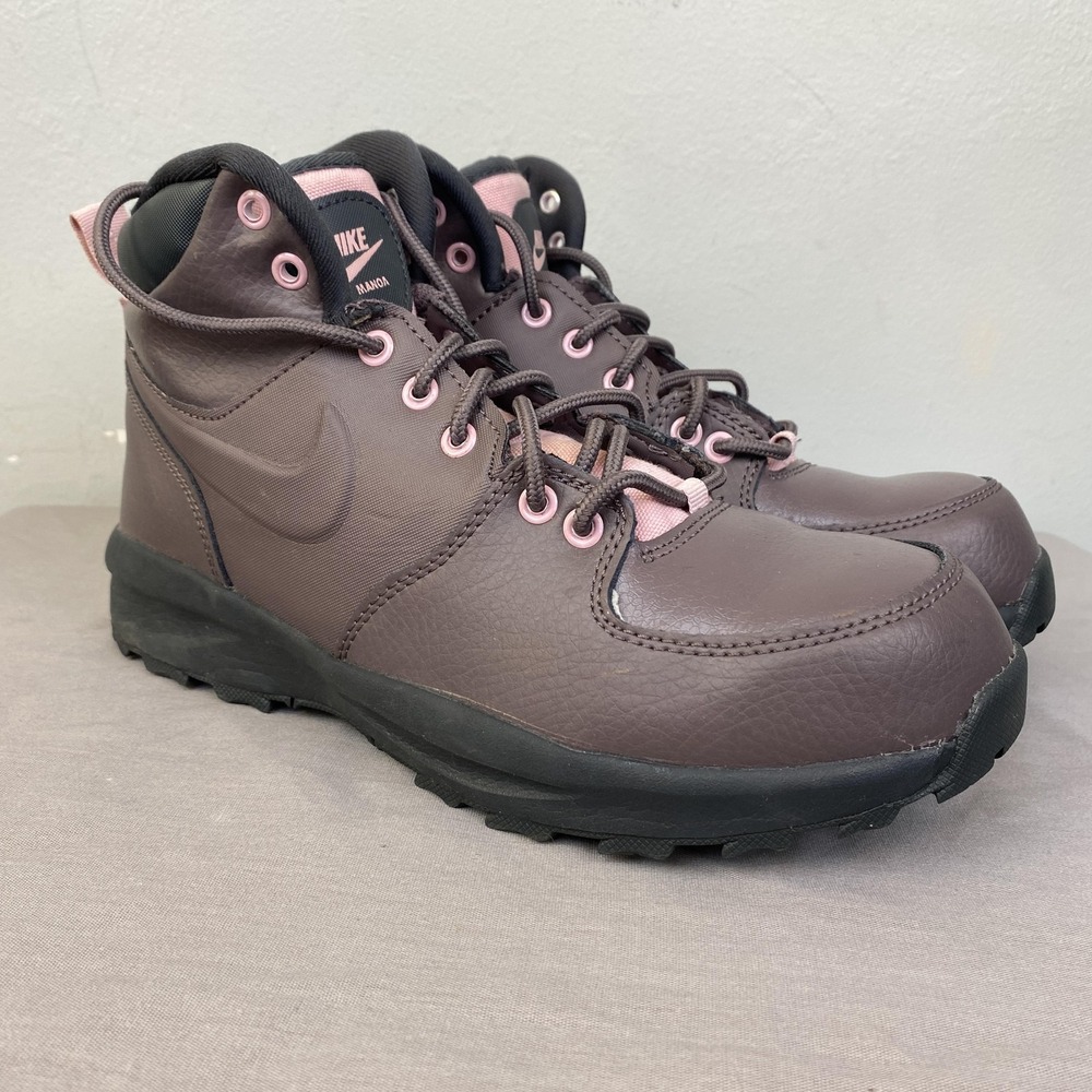 Nike Manoa Boots Youth Size‎ 7Y Brown Pink Leather Hiking Outdoor BQ5372-200